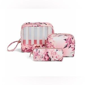 Sophia Joy X Conair Pink Floral 3 Piece Cosmetic Bag Set. NEW IN PACKAGE